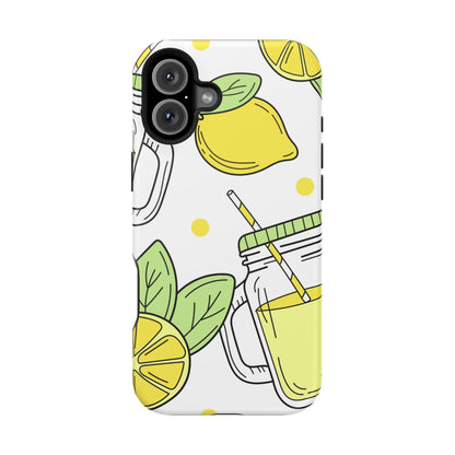 Lemonade Love Tough MagSafe iPhone Case – Fun Lemon Mason Jar Design, Dual-Layer Protection