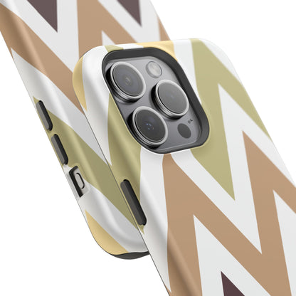 Earthy Chevron MagSafe iPhone Case – Boho-Inspired Design with Dual-Layer Protection