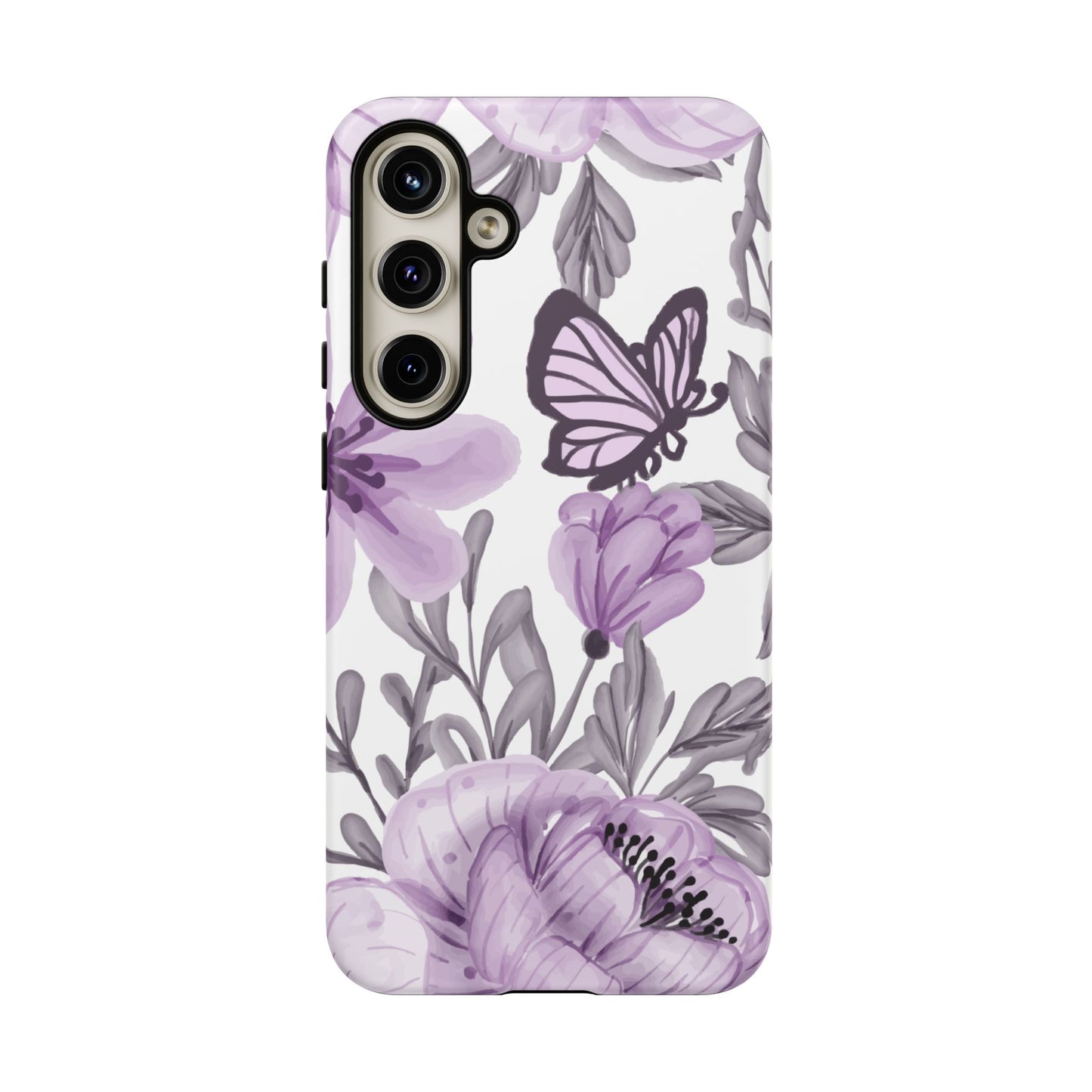 Lavender Bloom Butterfly Samsung Galaxy Case – Delicate Floral Design with Watercolor Details