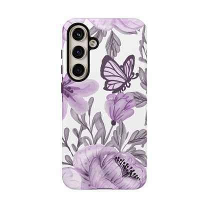 Lavender Bloom Butterfly Samsung Galaxy Case – Delicate Floral Design with Watercolor Details