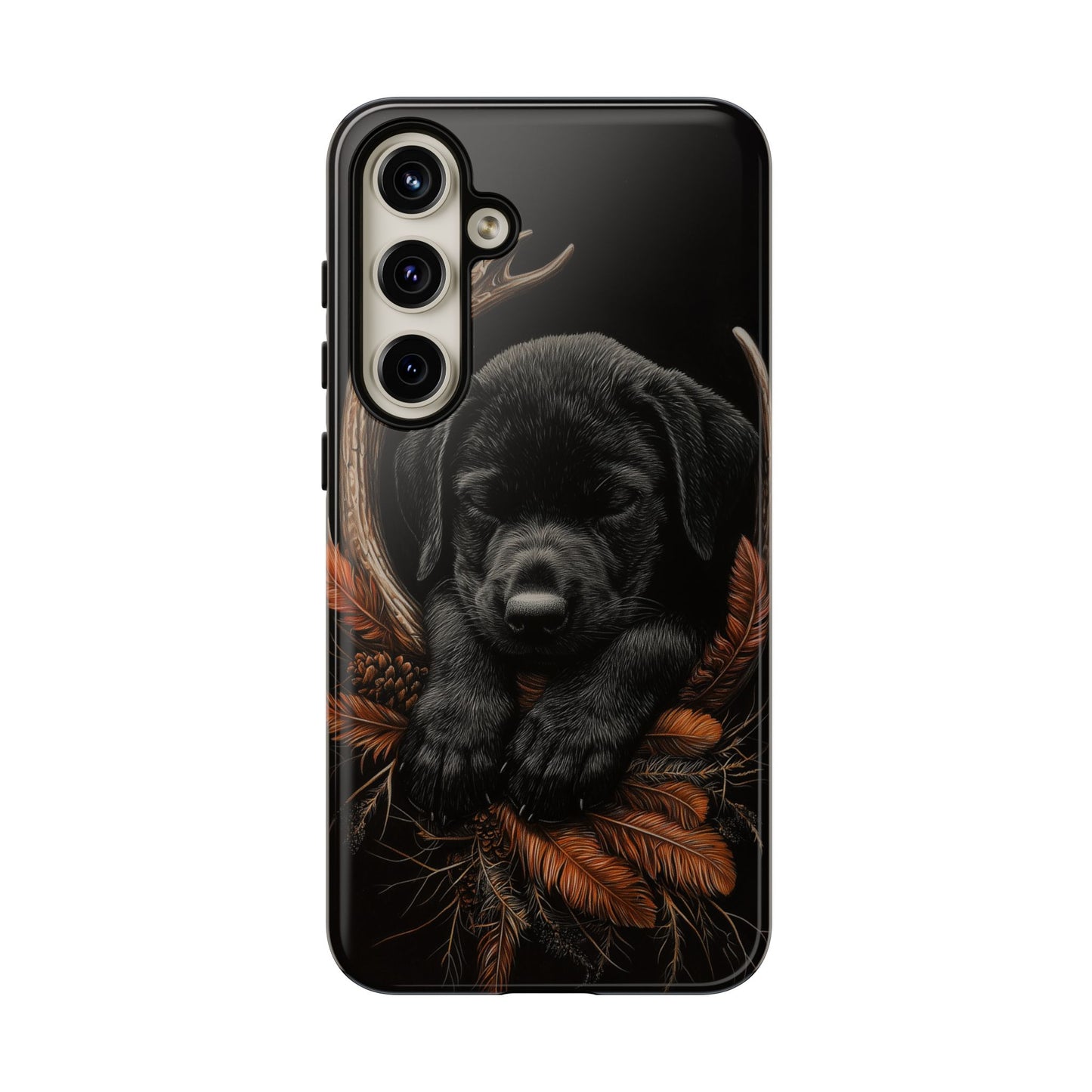 Charming Black Labrador Puppy on Feathers Samsung Galaxy Case