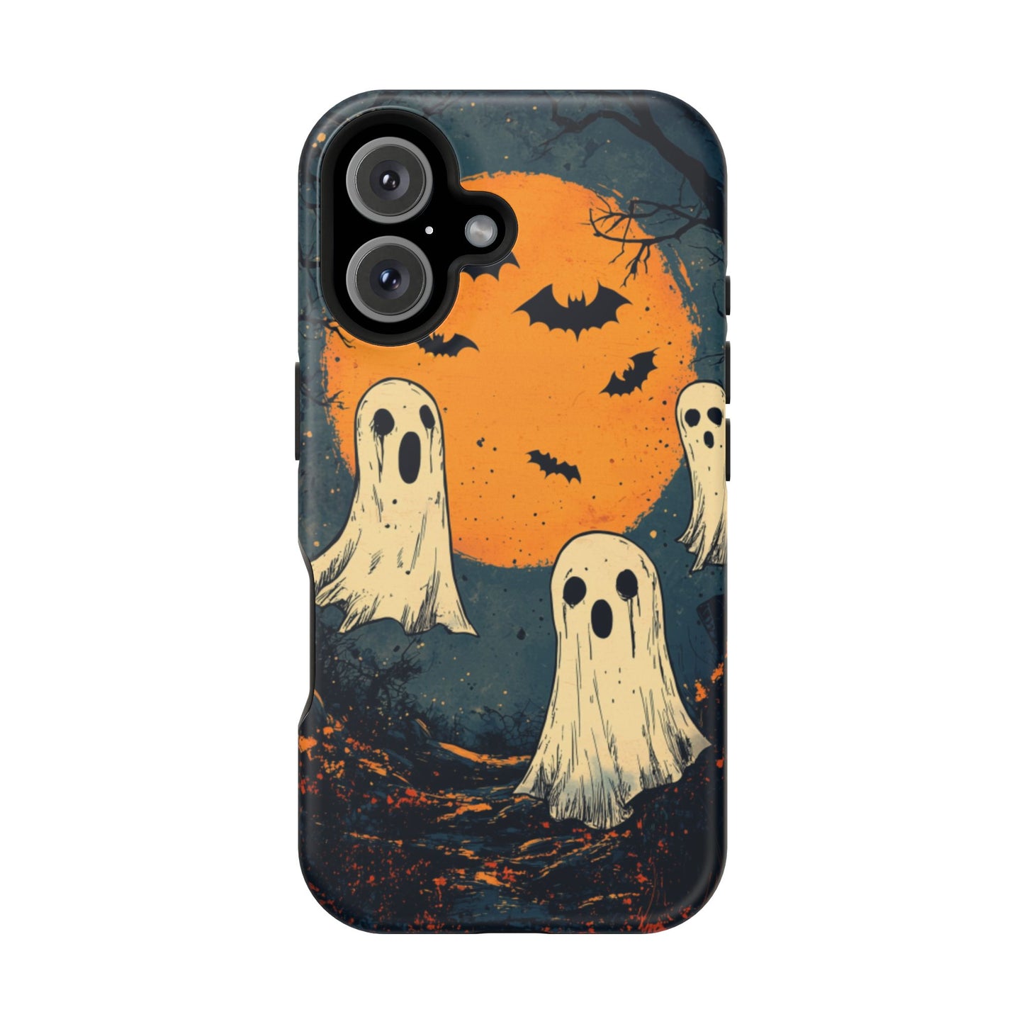 Haunted Ghosts & Full Moon MagSafe iPhone Case – Spooky Halloween Design