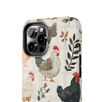 iPhone Case: Vintage Chicken & Leaves – Farmhouse Style Case