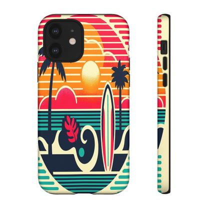 Retro Beach Vibes iPhone Case - Sunset Surfing Protective Cover