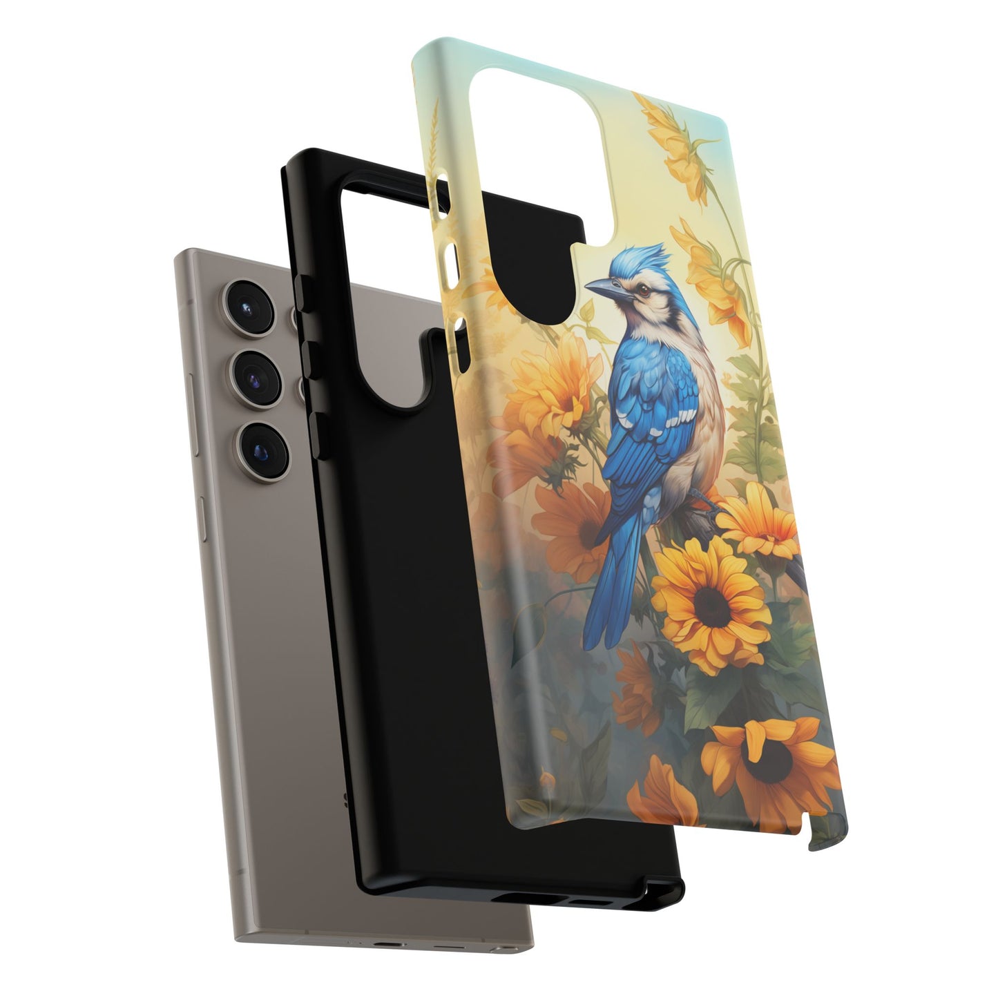 Blue Jay & Sunflowers Phone Case - Perfect Gift for Bird Lovers!