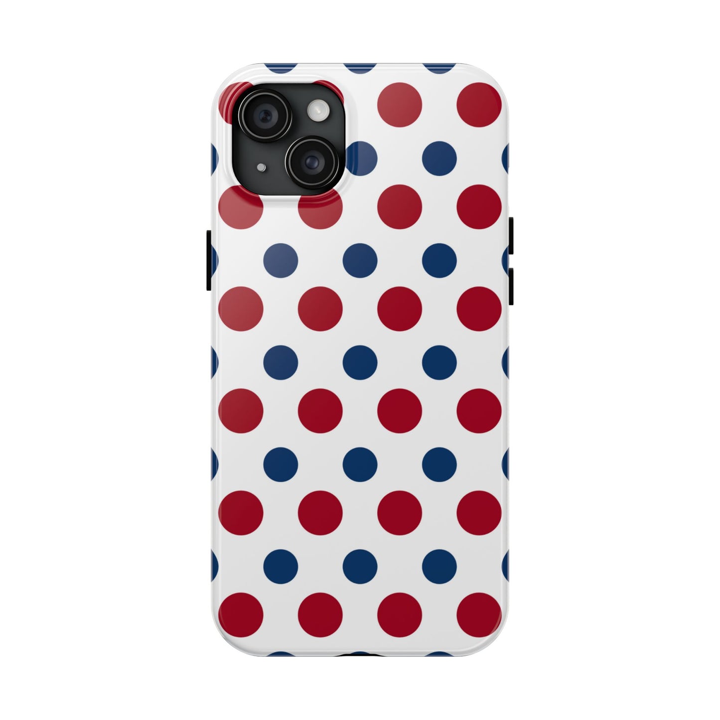 Patriotic Navy, White, and Red Polka Dot iPhone Case