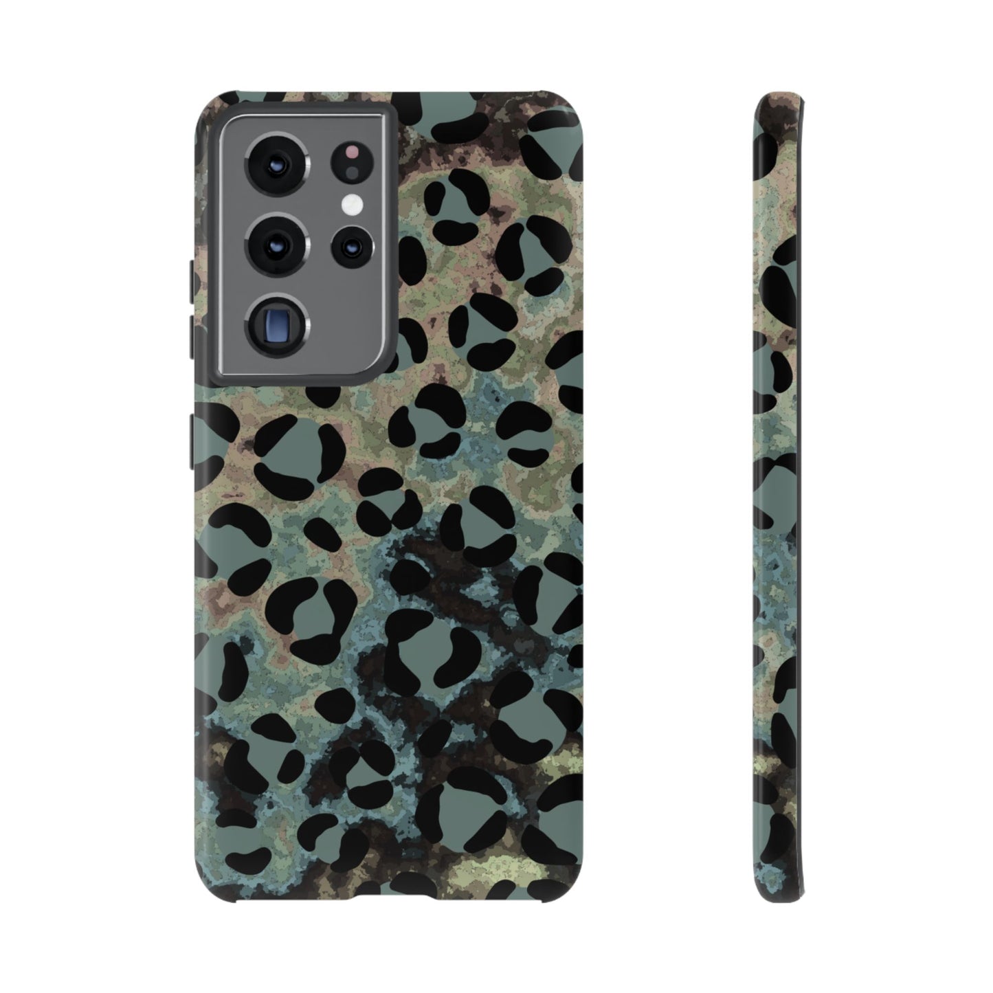 Moody Watercolor Leopard Print Tough Samsung Galaxy Case – Earthy Abstract Pattern with Dual-Layer Protection