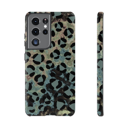 Moody Watercolor Leopard Print Tough Samsung Galaxy Case – Earthy Abstract Pattern with Dual-Layer Protection