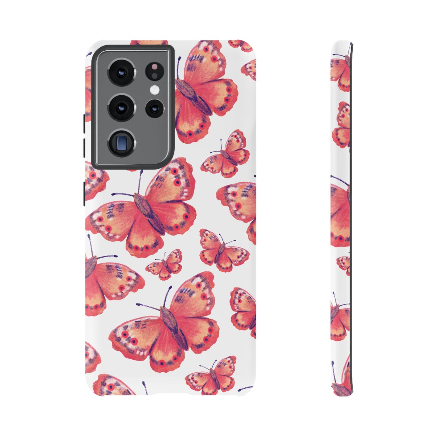 Coral Butterfly Samsung Galaxy Case – Slim, Protective Design with Bold Watercolor Print