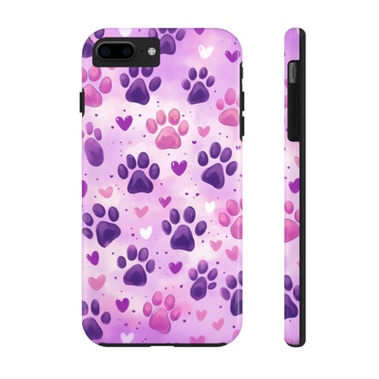 Purple Paw Print iPhone Case - Cute Pet-Themed Protective Cover