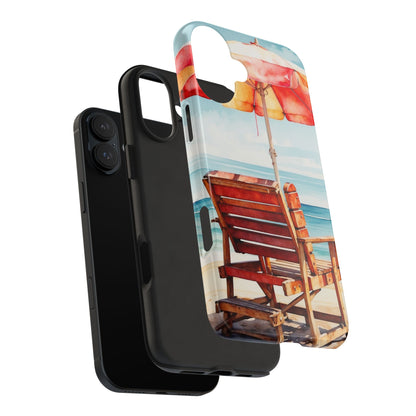 Beachfront Sunset Lounge iPhone Case – Vibrant Watercolor Design