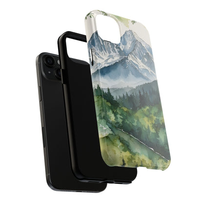 Watercolor Alpine Mountainscape - iPhone Case