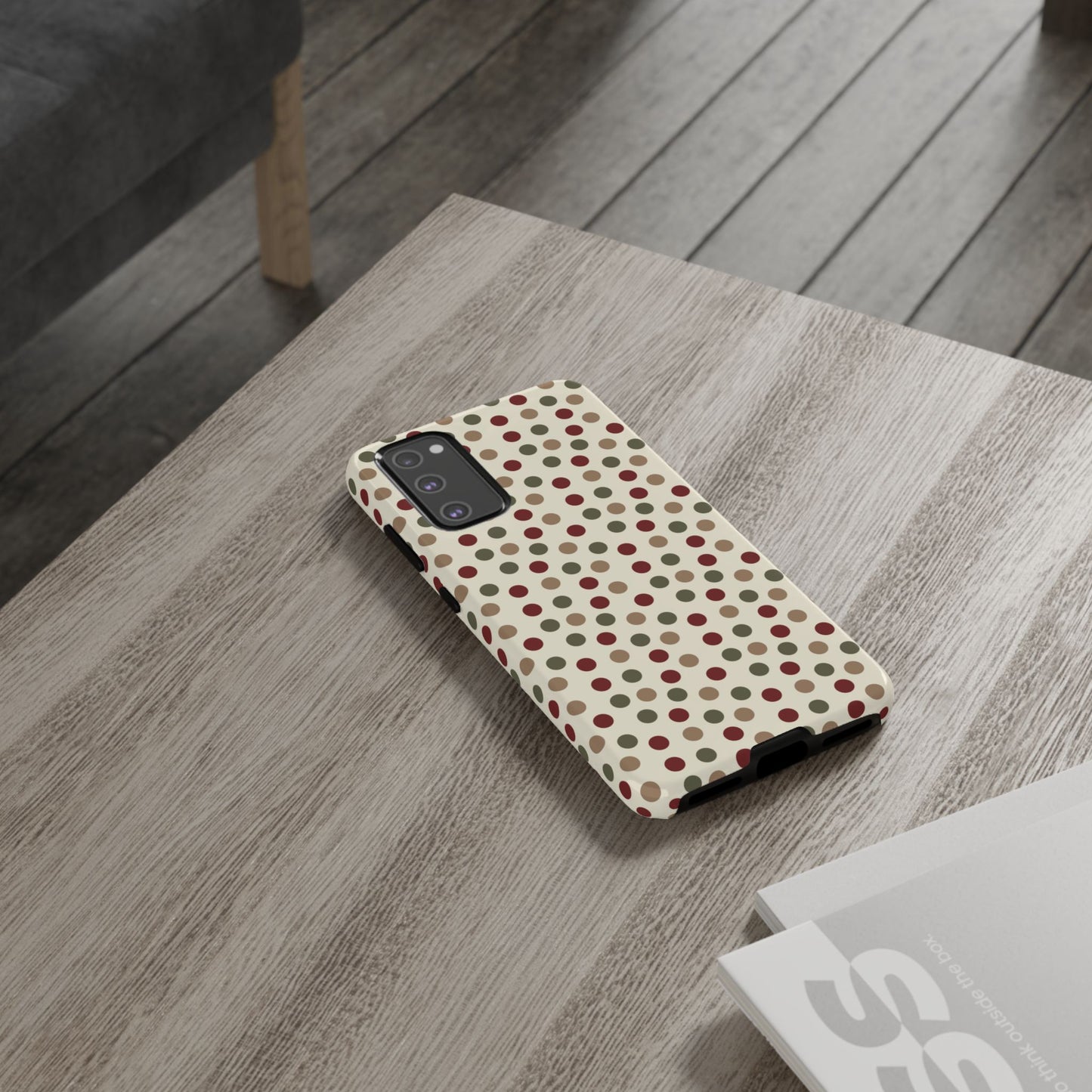 Festive Red & Green Polka Dots on Cream – Samsung Galaxy Case