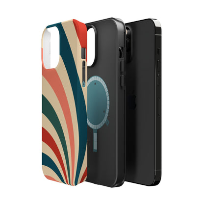 Retro Sunburst Swirl MagSafe iPhone Case – Dual-Layer Protection with Bold 70s Vibes