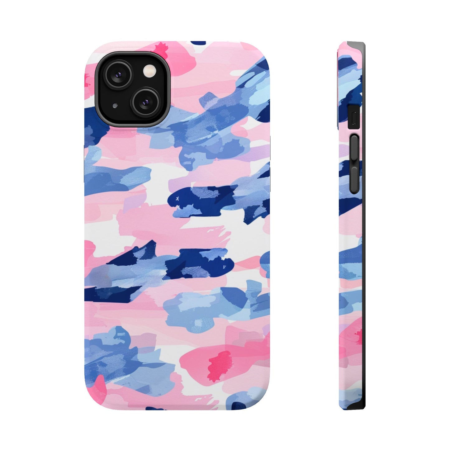 MagSafe Case: Dynamic Pink & Navy Brushstroke Art