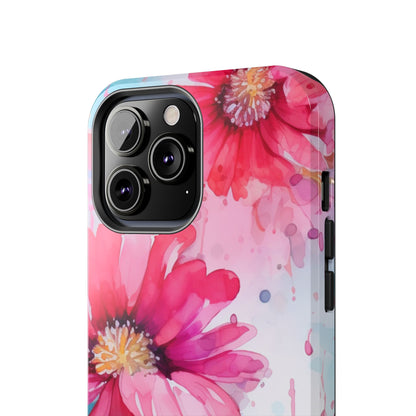 Vibrant Watercolor Red & Pink Floral - iPhone Case