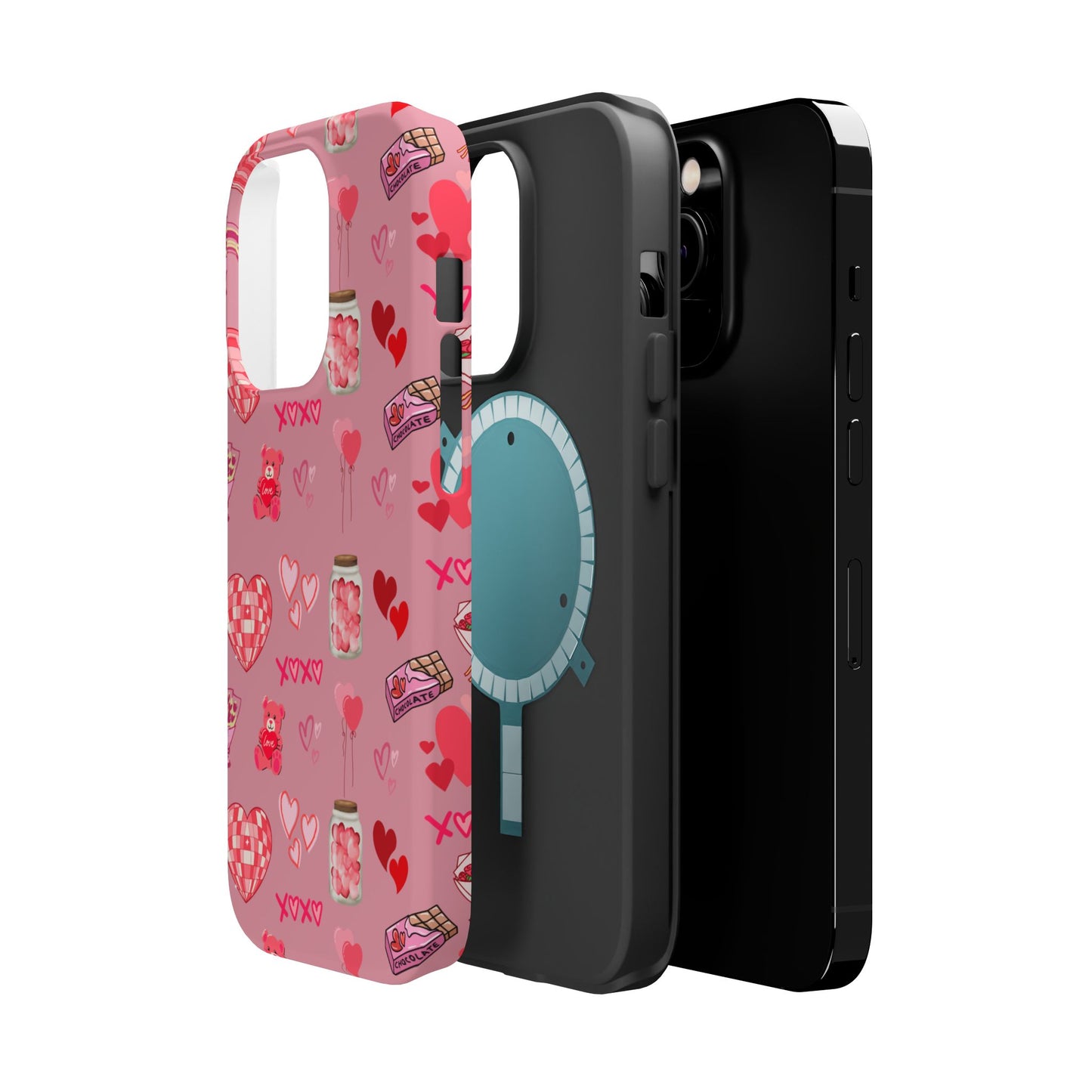 Pink Valentine Love Collage – MagSafe-Compatible iPhone Case