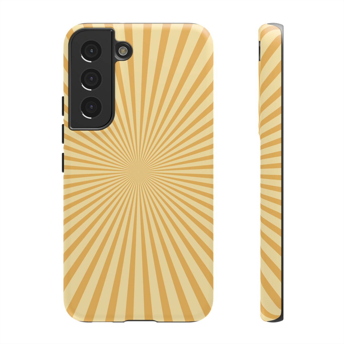 Golden Sunburst Samsung Galaxy Case – Retro Radiant Design with Dual-Layer Protection