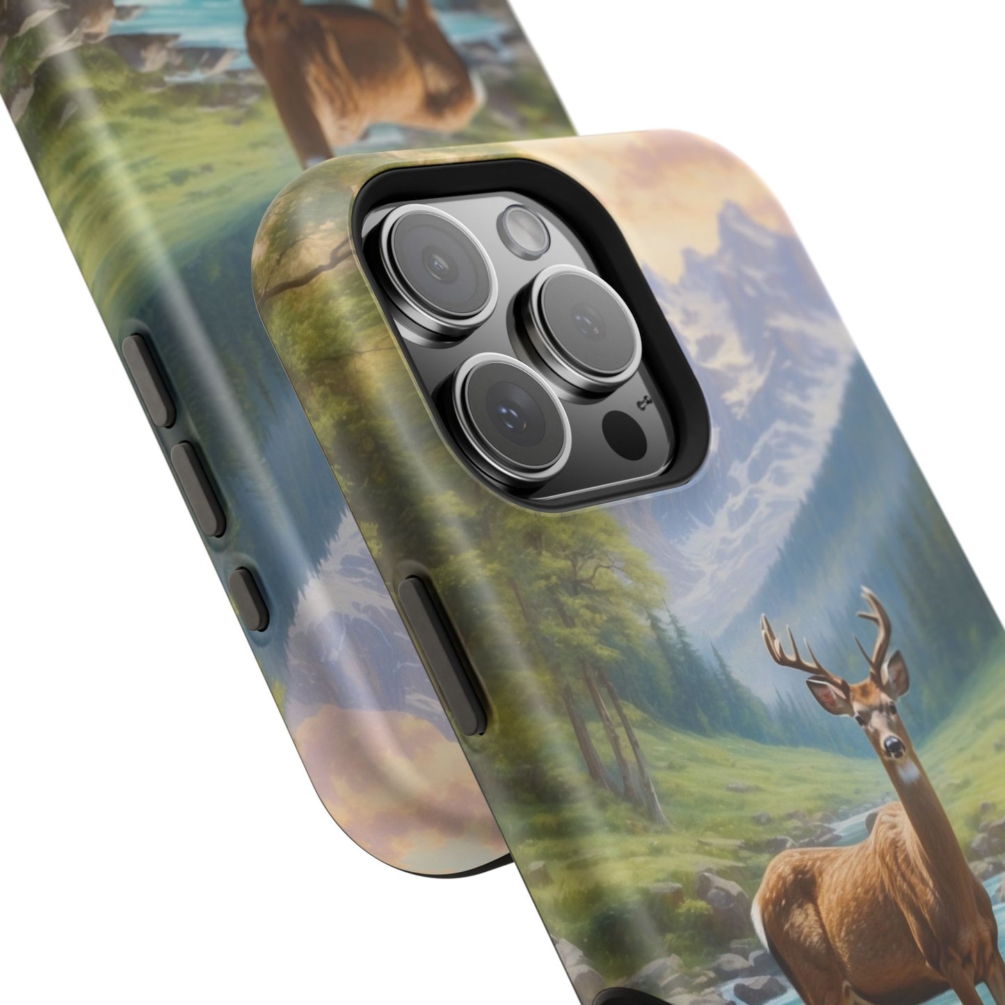 Alpine Serenity – Stag in Mountain Bliss MagSafe iPhone Cases