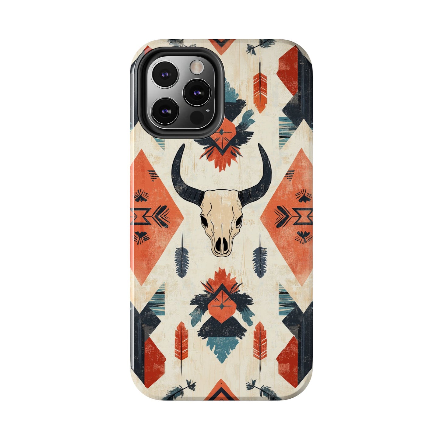 Southwestern Bull Skull iPhone Case – Durable Matte Finish with Rustic Tribal Design - BOGO Cases