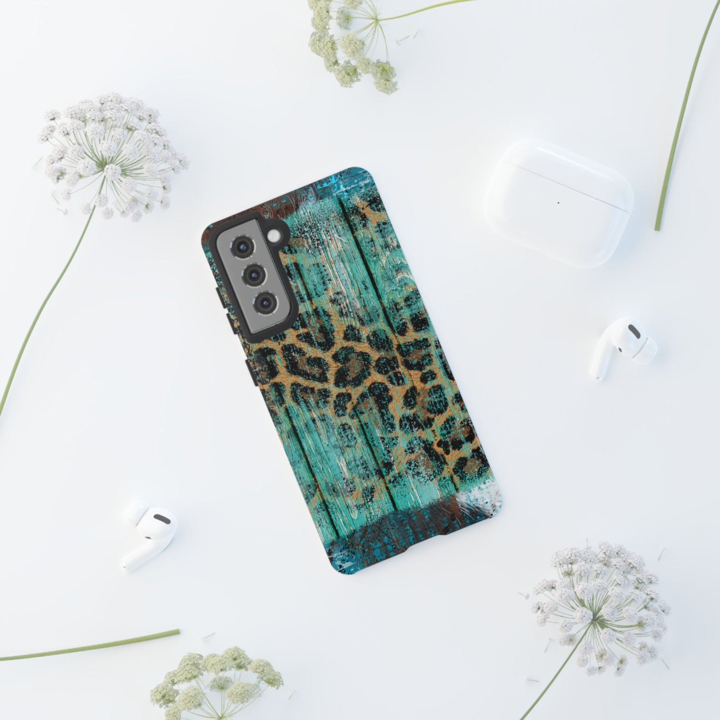 Turquoise Rustic Leopard Wood - Samsung Galaxy Series Case