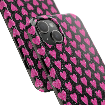 Glitter Pink Hearts iPhone Case