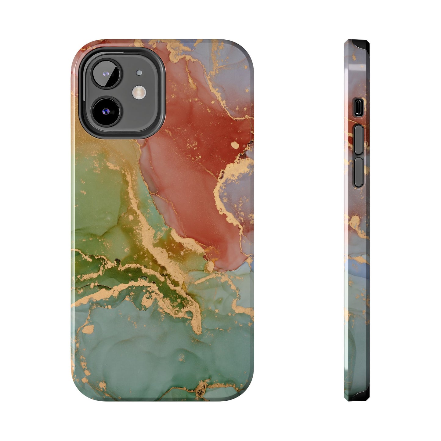 Emerald Orange Marble iPhone Case - Green Marble Case with Luxe Gold Swirls