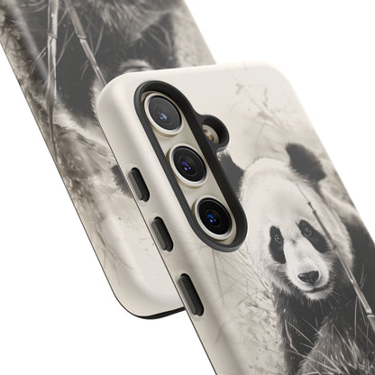 Premium Cute Phone Case: Charcoal Art Panda Bear Phone Cover - Dual Layer Protection for iPhone & Samsung Galaxy - Tough and Stylish! - BOGO Cases