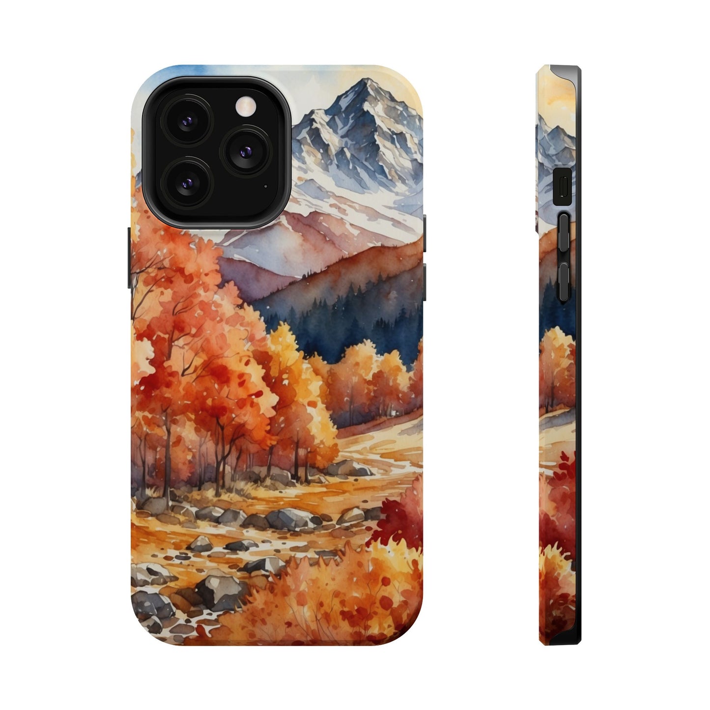 Watercolor Autumn Forest and Mountains - MagSafe iPhone Case