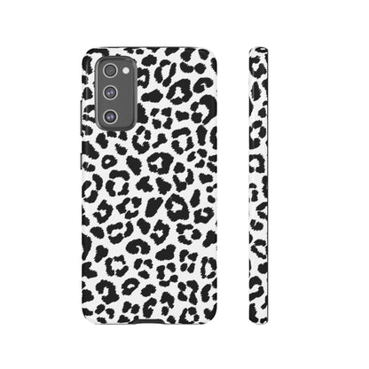 Monochrome Leopard Print Tough Samsung Galaxy Case – Classic Black and White Design with Dual-Layer Protection