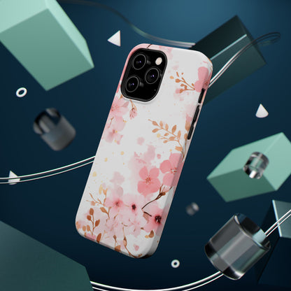 Soft Pink Cherry Blossom MagSafe Case – Floral Elegance with Wireless Charging