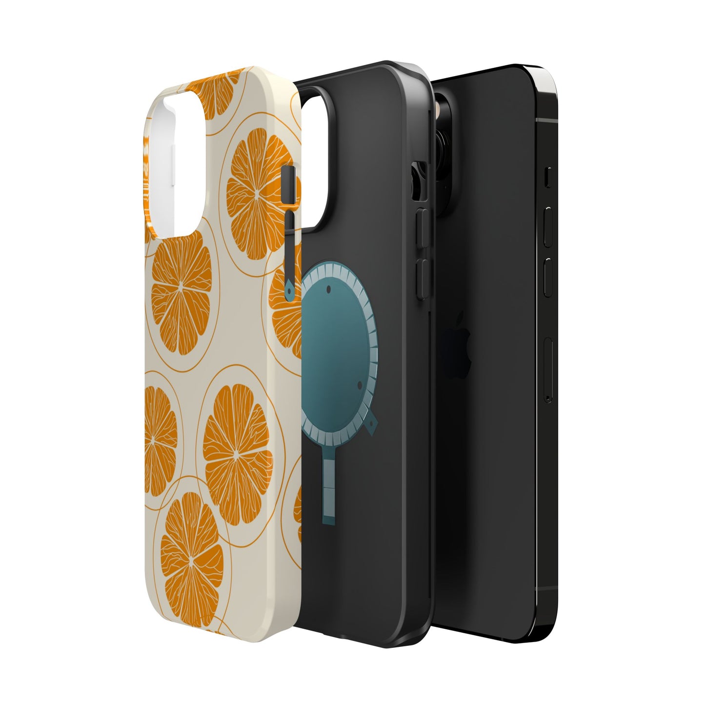 Citrus Burst Pattern Tough MagSafe iPhone Case – Bold Orange Design, Shockproof Protection