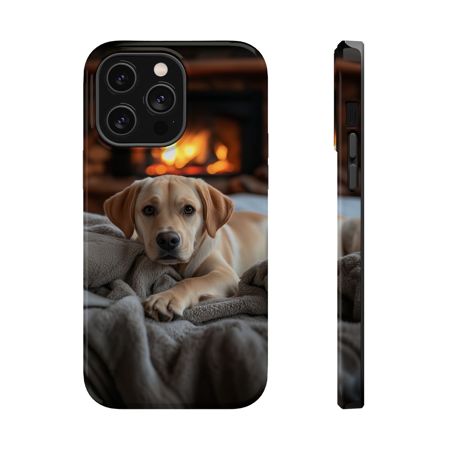 Cozy Golden Retriever by the Fireplace - MagSafe Case