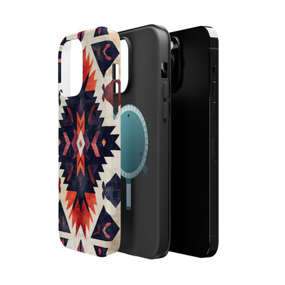 Boho Tribal Starburst Tough MagSafe iPhone Case – Vibrant Geometric Design, Dual-Layer Protection