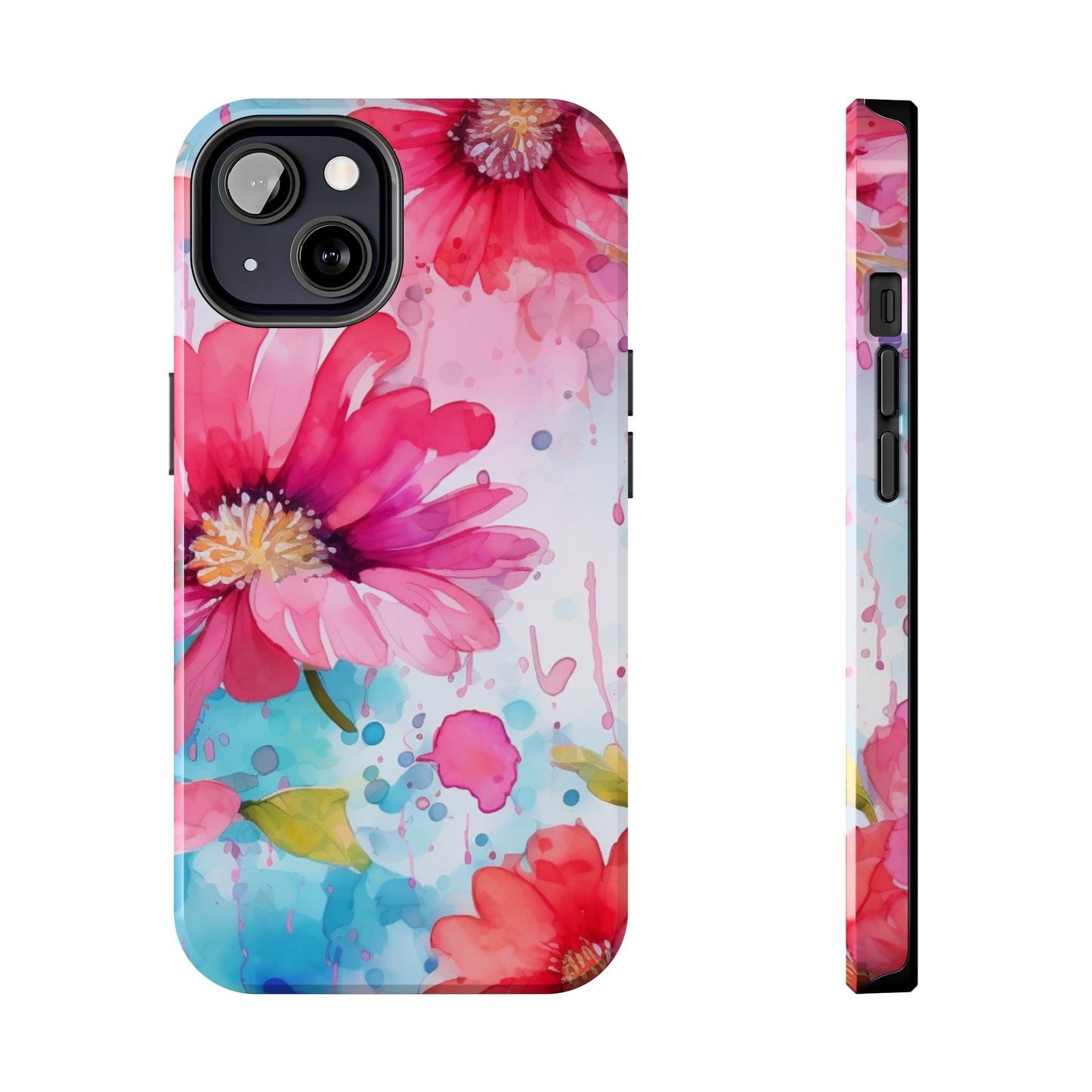 Vibrant Watercolor Red & Pink Floral - iPhone Case