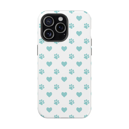 Mint Green Paw Print & Heart MagSafe Case – Pet Lover’s Magnetic Style