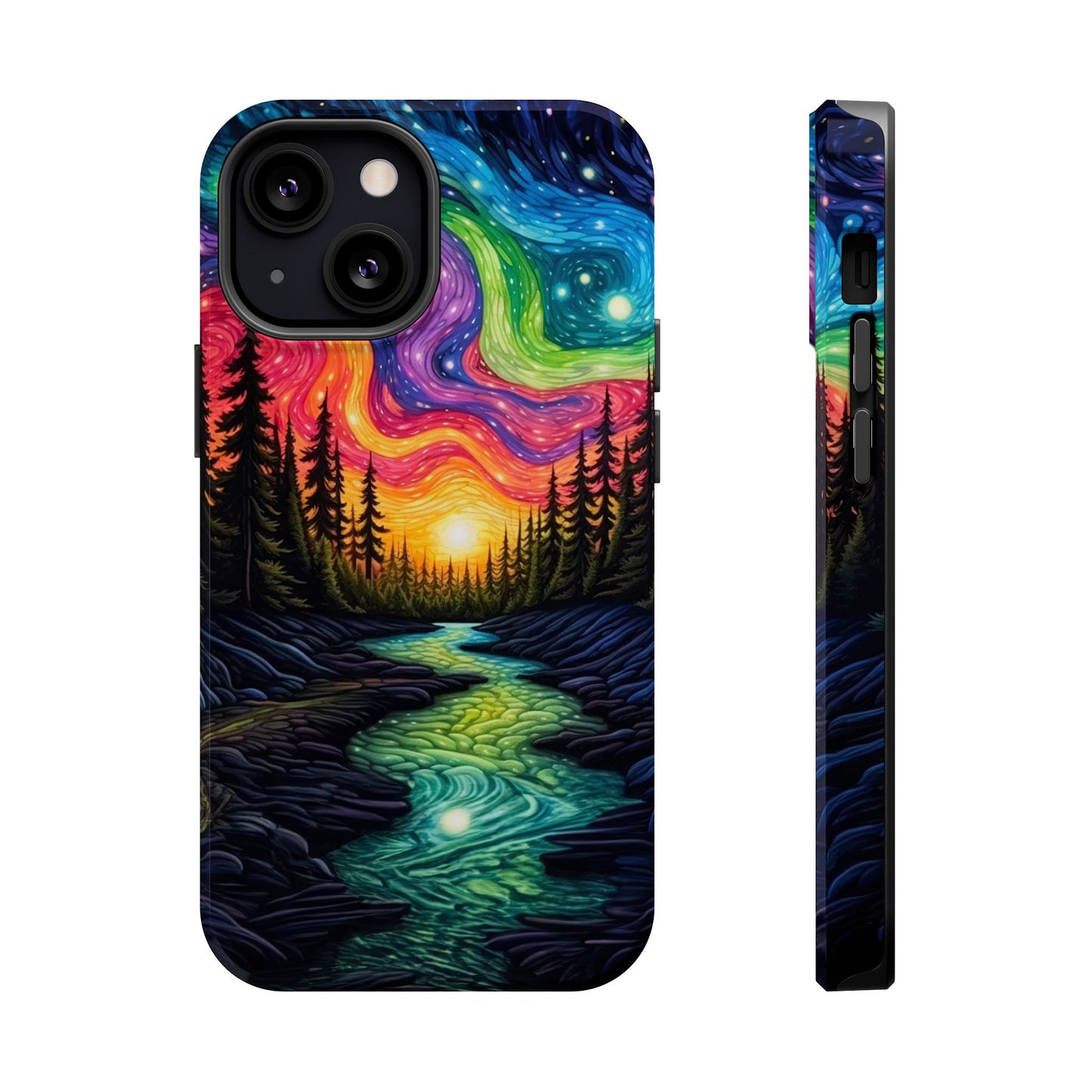 Celestial Nightscape MagSafe iPhone Case – Vibrant River and Starry Sky Design