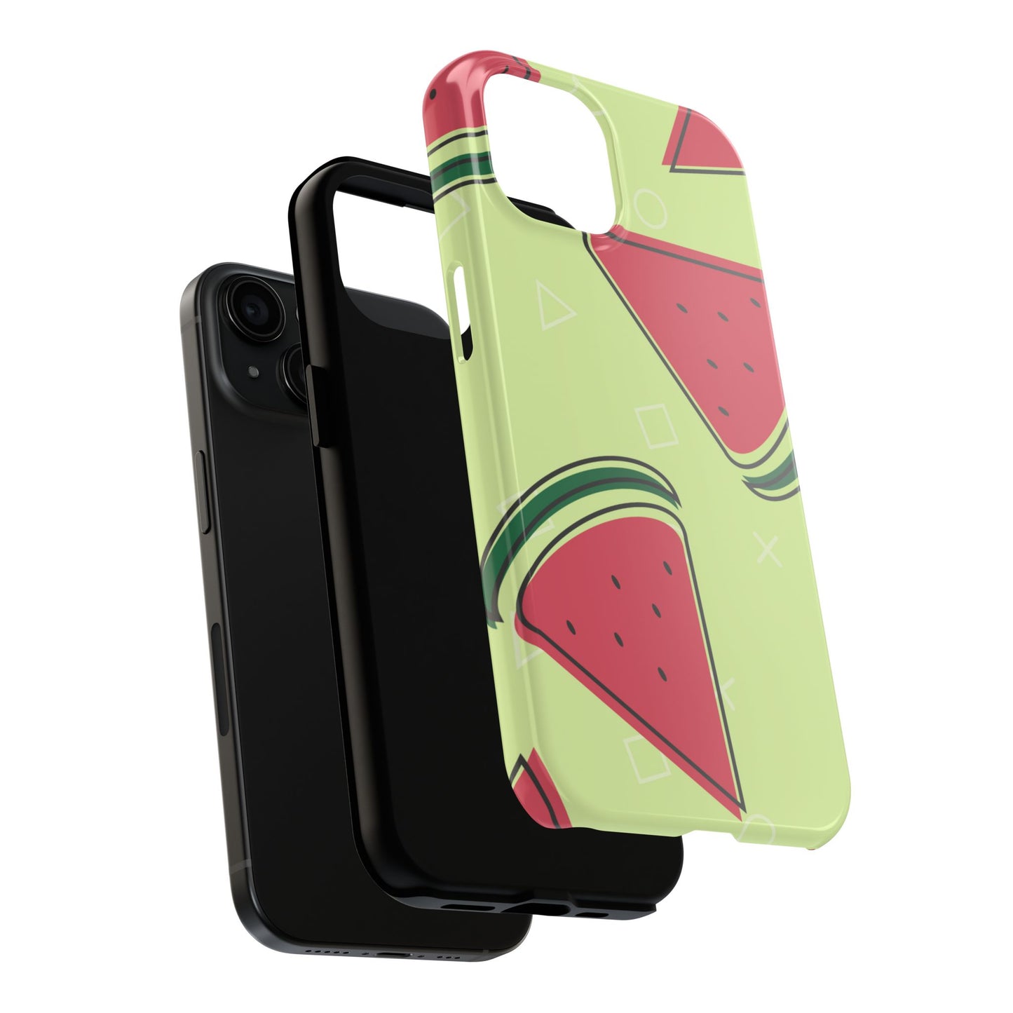 Watermelon Slice iPhone Case – Fresh & Fun Design with Retro Geometric Pattern