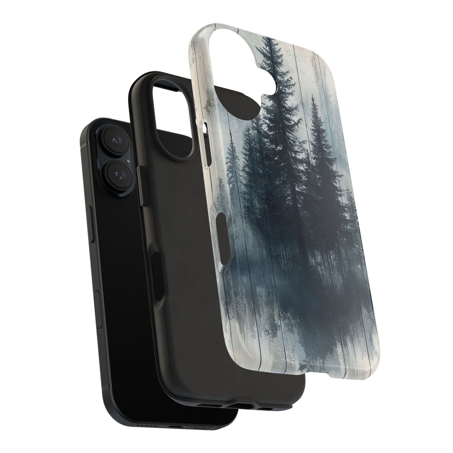 Rustic Pine Forest iPhone Case - Blue Toned Woodland Country Design