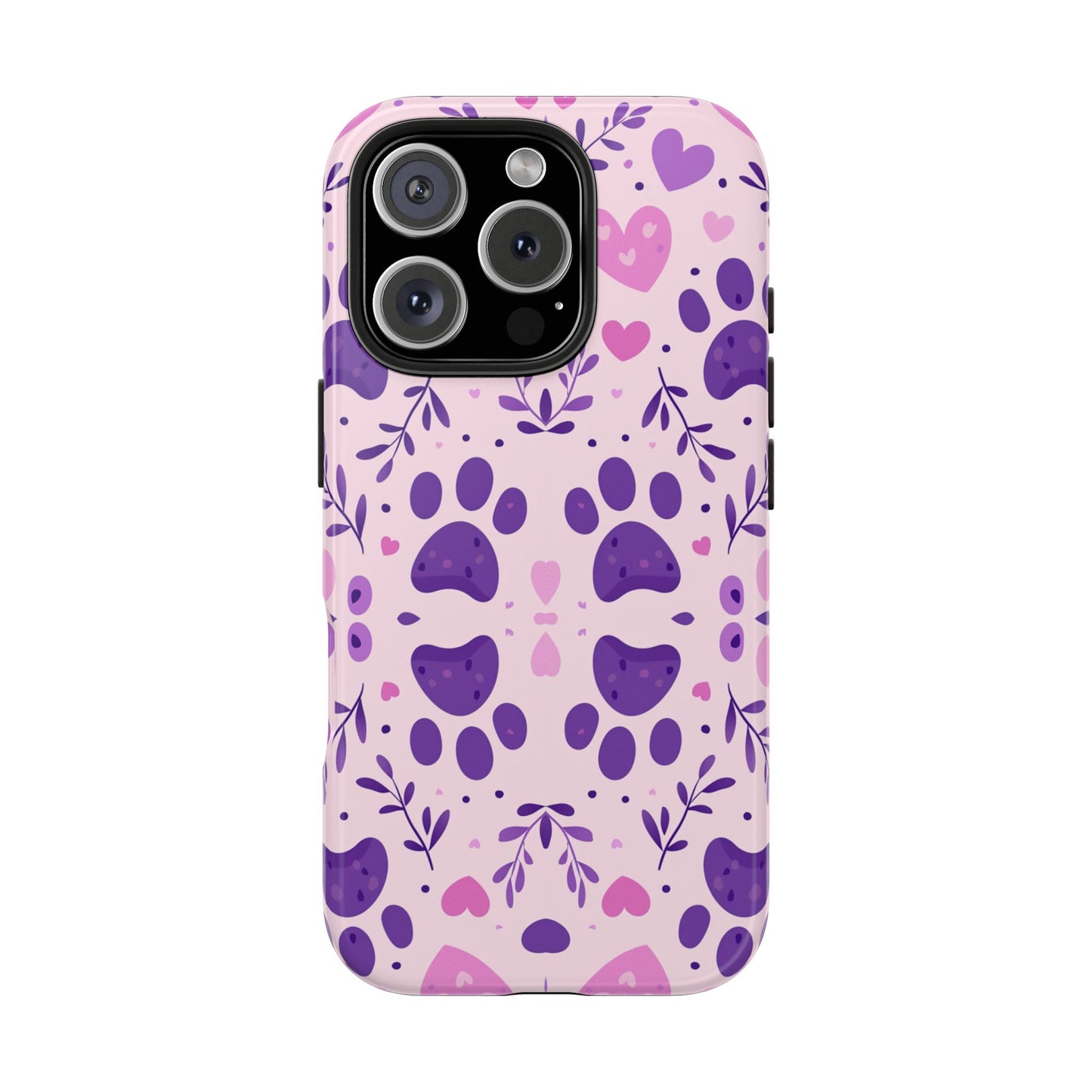 Pastel Paw Print iPhone Case - Cute Pet-Themed Floral Protective Cover