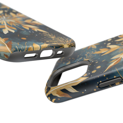 Gold Floral Snowflakes on Midnight Blue - MagSafe iPhone Series Case