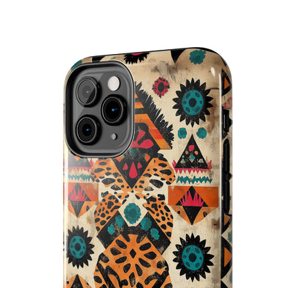 Bohemian Leopard & Tribal Floral Tough MagSafe iPhone Case – Vibrant Eclectic Design, Dual - Layer Protection - BOGO Cases