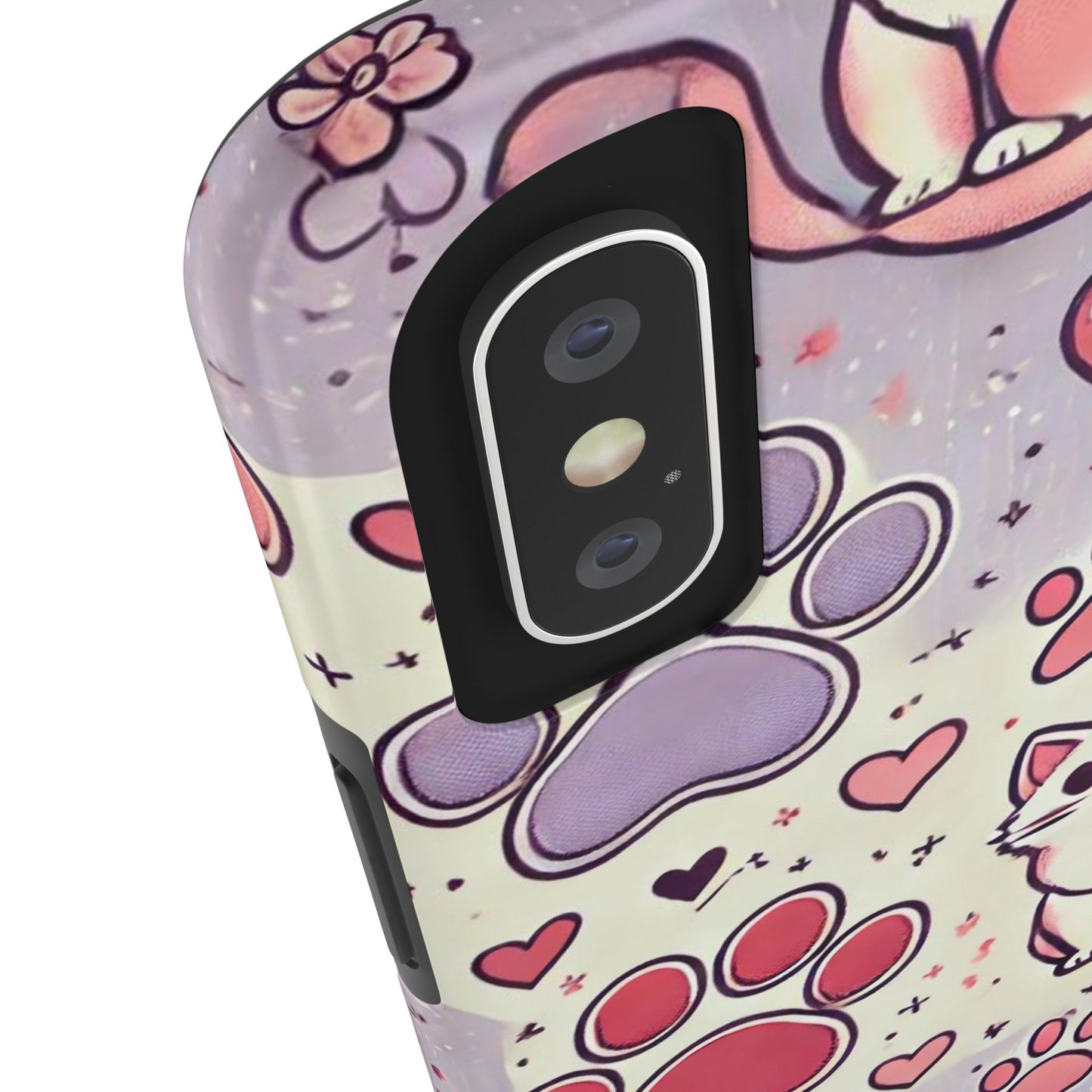 Cute Cat and Paw Print iPhone Case - Pet Lover’s Protective Cover