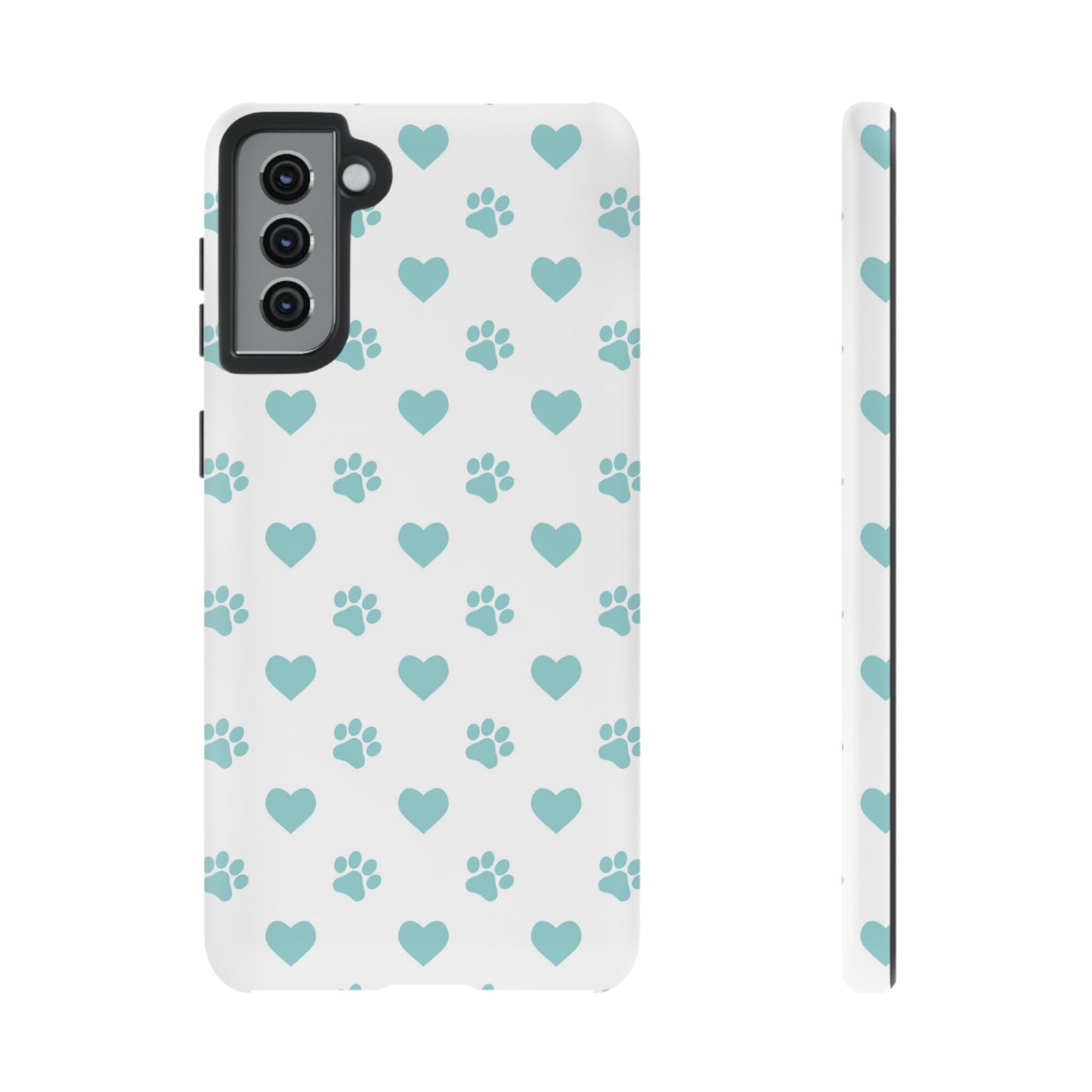 Mint Green Paw Print & Heart Samsung Galaxy Case – Cute Pet Lover’s Design