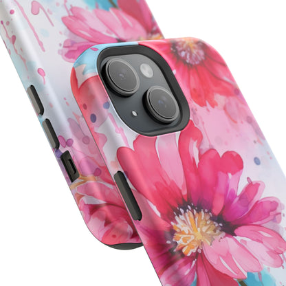 Vibrant Watercolor Red & Pink Floral - MagSafe iPhone Case