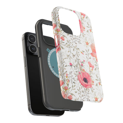 Pink Floral Watercolor MagSafe iPhone Case – Elegant Blossom Design with Magnetic Compatibility