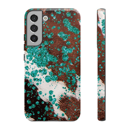 Teal Glitter Cowhide - Samsung Galaxy Series Case