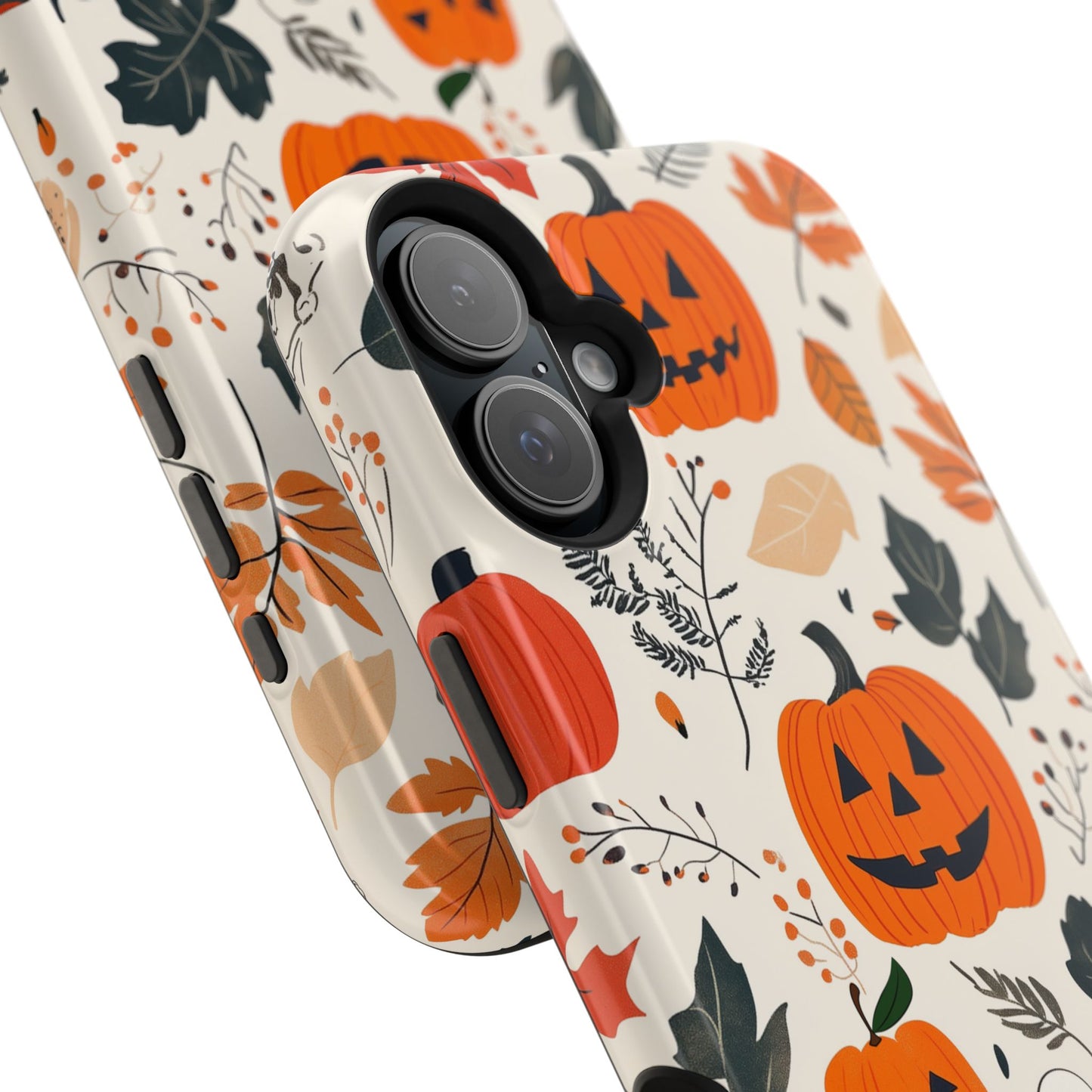 Spooky Pumpkin & Skeleton MagSafe iPhone Case – Halloween Jack-O'-Lantern Design