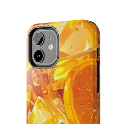 Citrus Splash iPhone Case – Bright Orange Slices & Ice, Dual-Layer Protection