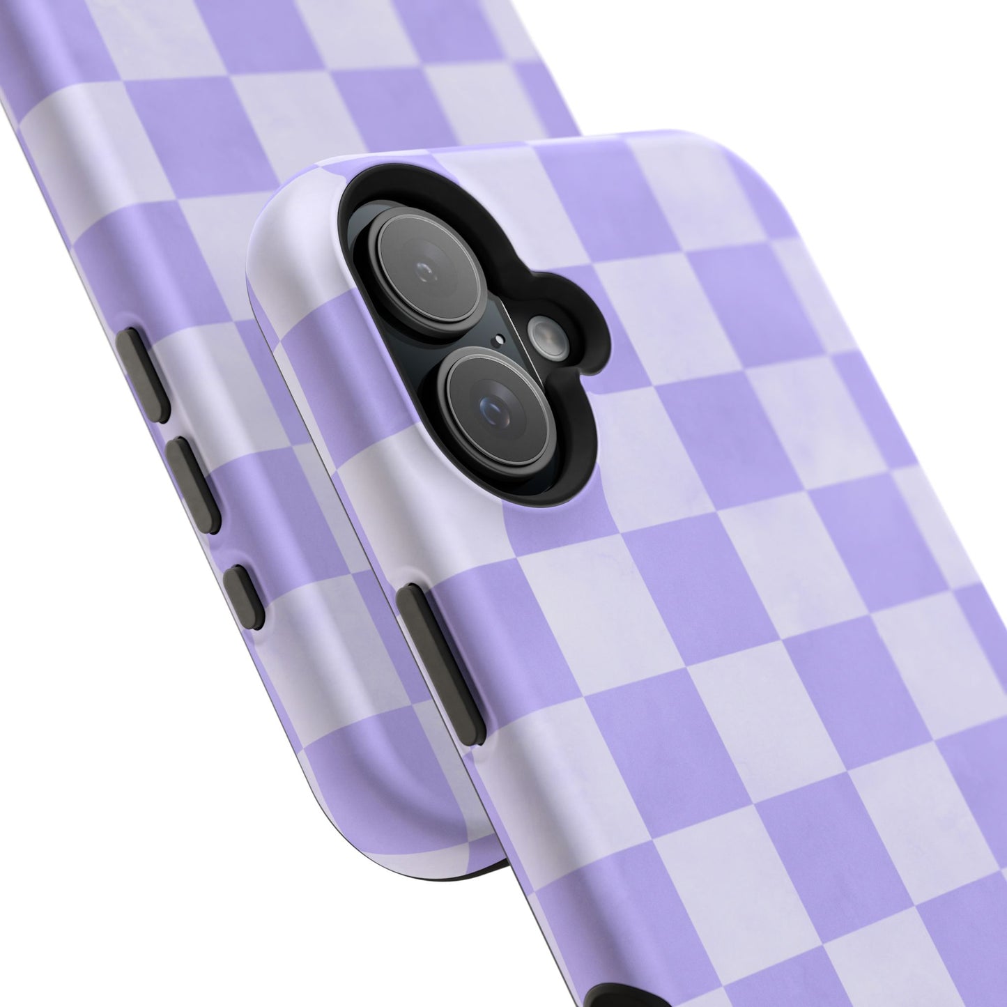 Lavender Checkerboard MagSafe iPhone Case – Shockproof, Smooth Matte Finish, Dual-Layer Design